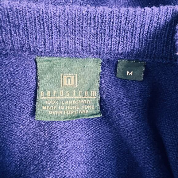 Nordstrom Wool V Neck Pullover Sweater Blue Long Sleeve Pullover - Picture 3 of 8